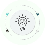 Graphic of a lightbulb inside a white circle